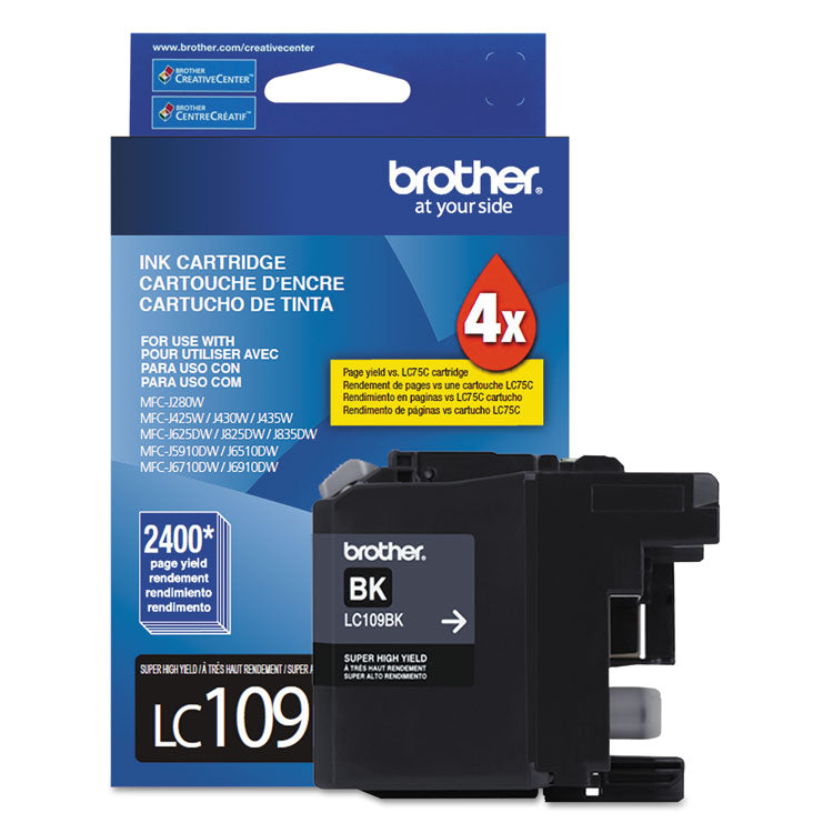 Brother LC109BK Innobella Super High-Yield Ink, 2,400 Page-Yield, Black (BRTLC109BK)