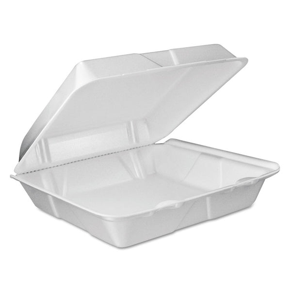 Dart® Foam Hinged Lid Container, Vented Lid, 9 x 9.4 x 3, White, 100/Pack, 2 Packs/Carton (DCC90HTPF1VR)