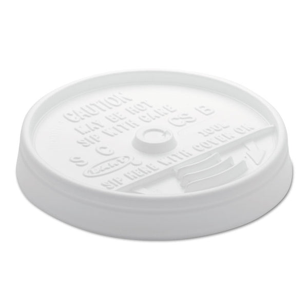 Dart® Sip Thru Lids, Fits 10 oz to 12 oz Foam Cups, Plastic, White, 1,000/Carton (DCC10UL)