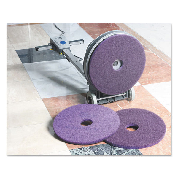 Scotch-Brite™ Diamond Floor Pads, 20" Diameter, Purple, 5/Carton (MMM08418)