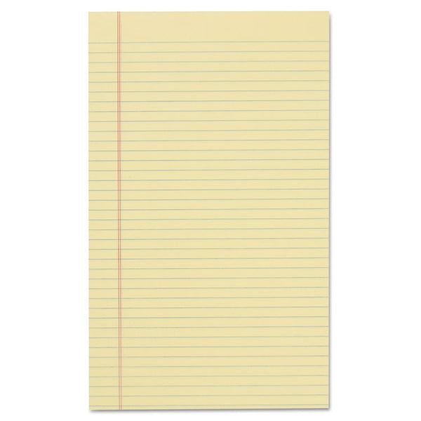 Universal® Glue Top Pads, Wide/Legal Rule, 50 Canary-Yellow 8.5 x 14 Sheets, Dozen (UNV50000)