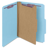 Smead™ Four-Section Pressboard Top Tab Classification Folders, Four SafeSHIELD Fasteners, 1 Divider, Letter Size, Blue, 10/Box (SMD13730)