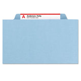 Smead™ Pressboard Top Tab Classification Folders, Eight SafeSHIELD Fasteners, 3" Expansion, 3 Dividers, Letter Size, Blue, 10/Box (SMD14094)
