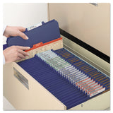 Smead™ 6-Section Pressboard Top Tab Pocket Classification Folders, 6 SafeSHIELD Fasteners, 2 Dividers, Letter Size, Dark Blue, 10/BX (SMD14077)