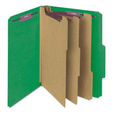 Smead™ Eight-Section Pressboard Top Tab Classification Folders, Eight SafeSHIELD Fasteners, 3 Dividers, Letter Size, Green, 10/Box (SMD14097)