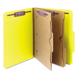 Smead™ 6-Section Pressboard Top Tab Pocket Classification Folders, 6 SafeSHIELD Fasteners, 2 Dividers, Letter Size, Yellow, 10/Box (SMD14084)