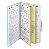 Smead™ Six-Section Pressboard Top Tab Classification Folders, Six SafeSHIELD Fasteners, 2 Dividers, Legal Size, Blue, 10/Box (SMD19030)