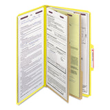 Smead™ Six-Section Pressboard Top Tab Classification Folders, Six SafeSHIELD Fasteners, 2 Dividers, Legal Size, Yellow, 10/Box (SMD19034)