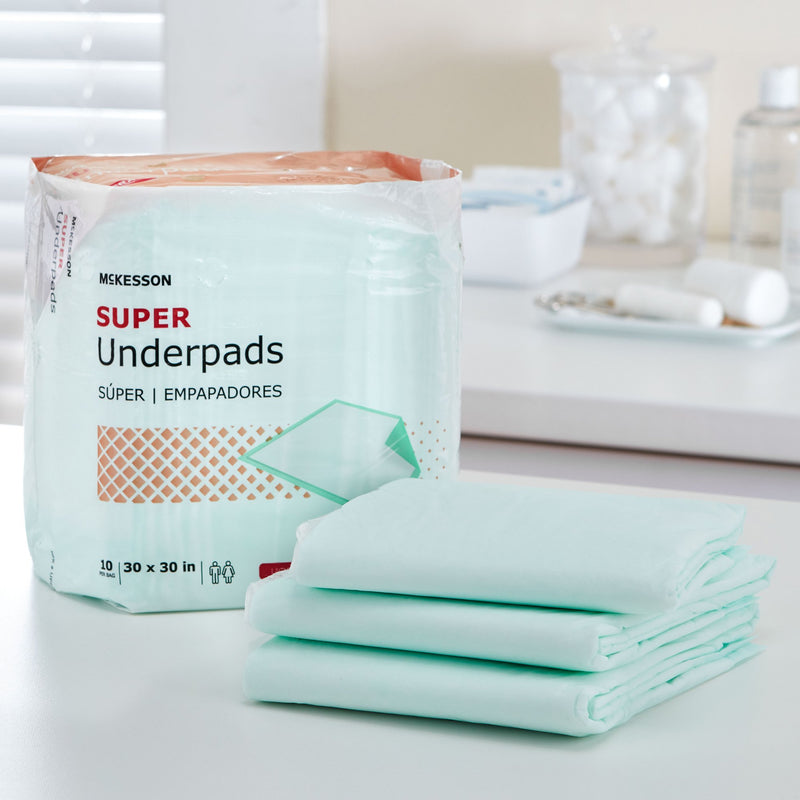 McKesson Super Disposable Underpad 30 X 30 Inch Fluff / Polymer Moderate Absorbency (1065010_BG) 10/BG
