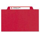 Smead™ 6-Section Pressboard Top Tab Pocket Classification Folders, 6 SafeSHIELD Fasteners, 2 Dividers, Letter Size, Bright Red,10/BX (SMD14082)