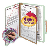 Smead™ Pressboard Classification Folders, Four SafeSHIELD Fasteners, 2/5-Cut Tabs, 1 Divider, Letter Size, Gray-Green, 10/Box (SMD13776)