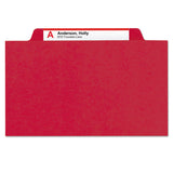 Smead™ Six-Section Pressboard Top Tab Classification Folders, Six SafeSHIELD Fasteners, 2 Dividers, Legal Size, Bright Red, 10/Box (SMD19031)