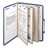 Smead™ Eight-Section Pressboard Top Tab Classification Folders, 8 SafeSHIELD Fasteners, 3 Dividers, Letter Size, Dark Blue, 10/Box (SMD14096)