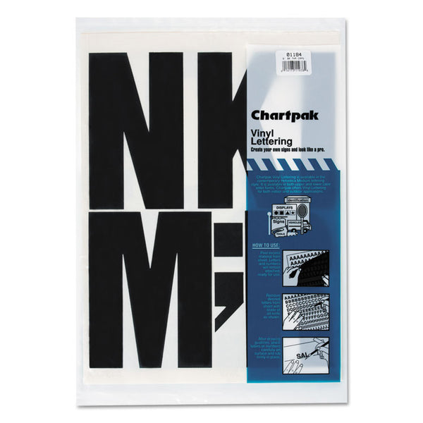 Chartpak® Press-On Vinyl Uppercase Letters, Self Adhesive, Black, 6"h, 38/Pack (CHA01184)