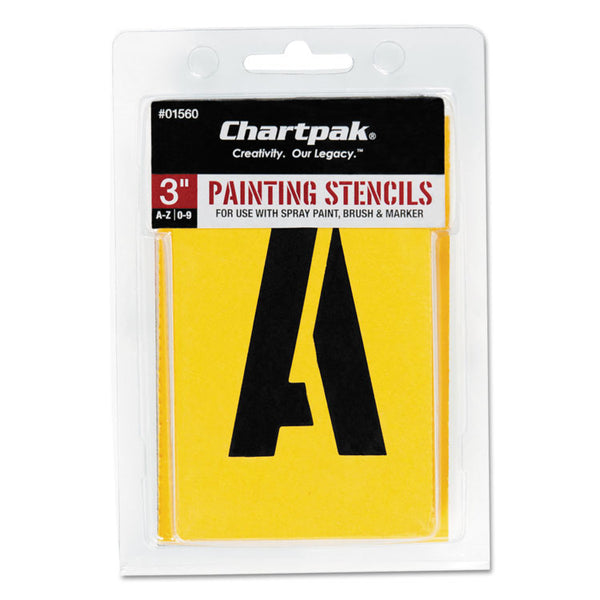 Chartpak® Professionial Lettering Stencils, Painting Stencil Set, A-Z Set/0-9, 3", Manila, 35/Set (CHA01560)