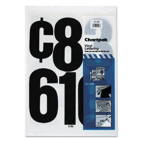 Chartpak® Press-On Vinyl Numbers, Self Adhesive, Black, 6"h, 21/Pack (CHA01198)