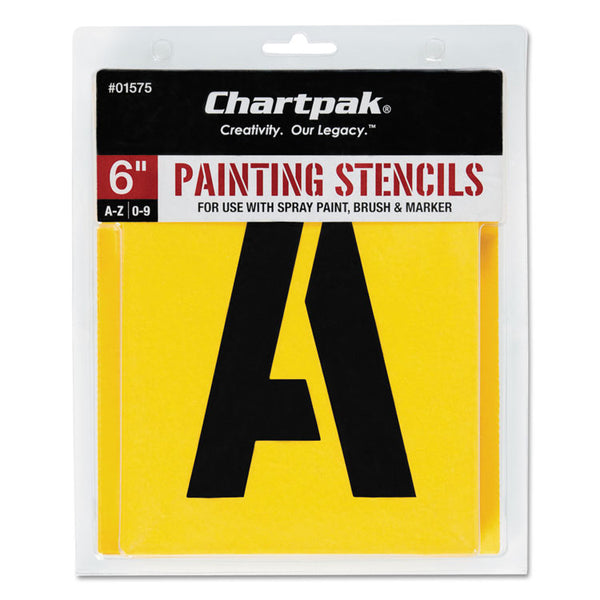 Chartpak® Professional Lettering Stencils, Painting Stencil Set, A-Z Set/0-9, 6", Manila, 35/Set (CHA01575)