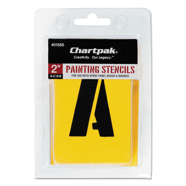 Chartpak® Professional Lettering Stencils, Painting Stencil Set, A-Z Set/0-9, 2", Manila, 35/Set (CHA01555)