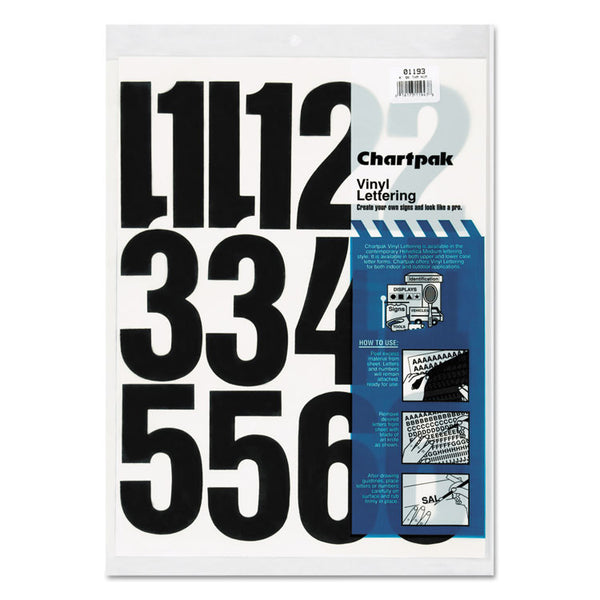 Chartpak® Press-On Vinyl Numbers, Self Adhesive, Black, 4"h, 23/Pack (CHA01193)