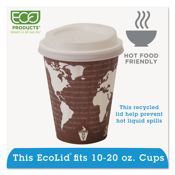 Eco-Products® EcoLid 25% Recycled Content Hot Cup Lid, White, Fits 10 oz to 20 oz Cups, 100/Pack, 10 Packs/Carton (ECOEPHL16WR)