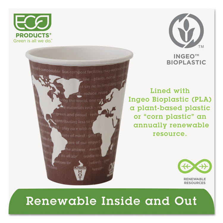 Eco-Products® World Art Renewable and Compostable Insulated Hot Cups, PLA, 8 oz, 40/Pack, 20 Packs/Carton (ECOEPBNHC8WD) Case of 600