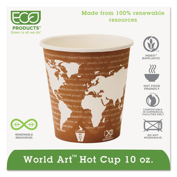 Eco-Products® World Art Renewable and Compostable Hot Cups, 10 oz, 50/Pack, 20 Packs/Carton (ECOEPBHC10WA)