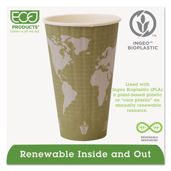 Eco-Products® World Art Renewable and Compostable Insulated Hot Cups, PLA, 16 oz, 40/Packs, 15 Packs/Carton (ECOEPBNHC16WD)