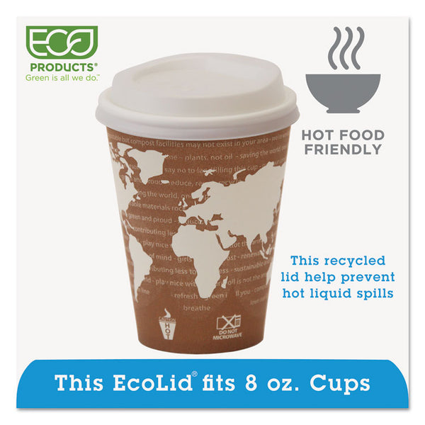 Eco-Products® EcoLid 25% Recycled Content Hot Cup Lid, White, Fits 8 oz Hot Cups, 100/Pack, 10 Packs/Carton (ECOEPHL8WR)