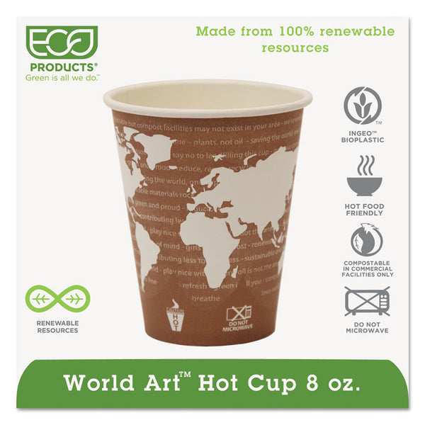Eco-Products® World Art Renewable and Compostable Hot Cups, 8 oz, 50/Pack, 20 Packs/Carton (ECOEPBHC8WA)