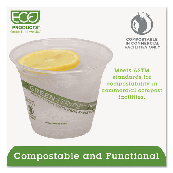 Eco-Products® GreenStripe Renewable and Compostable Cold Cups, 9 oz, Clear, 50/Pack, 20 Packs/Carton (ECOEPCC9SGS)
