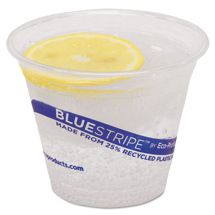 Eco-Products® BlueStripe 25% Recycled Content Cold Cups, 9 oz, Clear/Blue, 50/Pack, 20 Packs/Carton (ECOEPCR9) Case of 1000