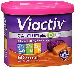 Viactiv® Joint Health Supplement Calcium / Vitamin D / Vitamin K 650 mg - 500 IU - 40 mcg Strength Chewable Tablet 60 per Box Caramel Flavor (861722_BT) 1/BT