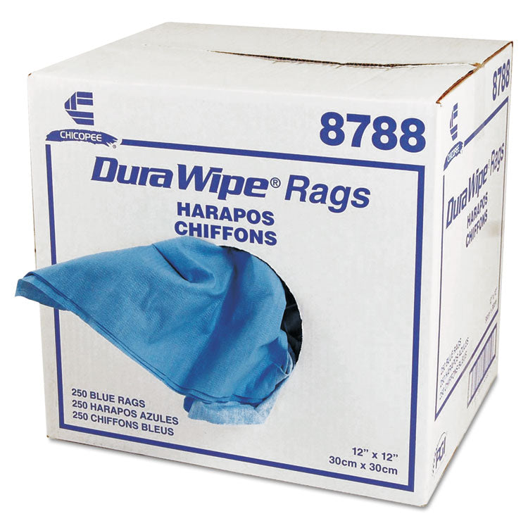 Chix® DuraWipe General Purpose Towels, 1-Ply, 12 x 12, Unscented, Blue, 250/Carton (CHI8788) Box of 250