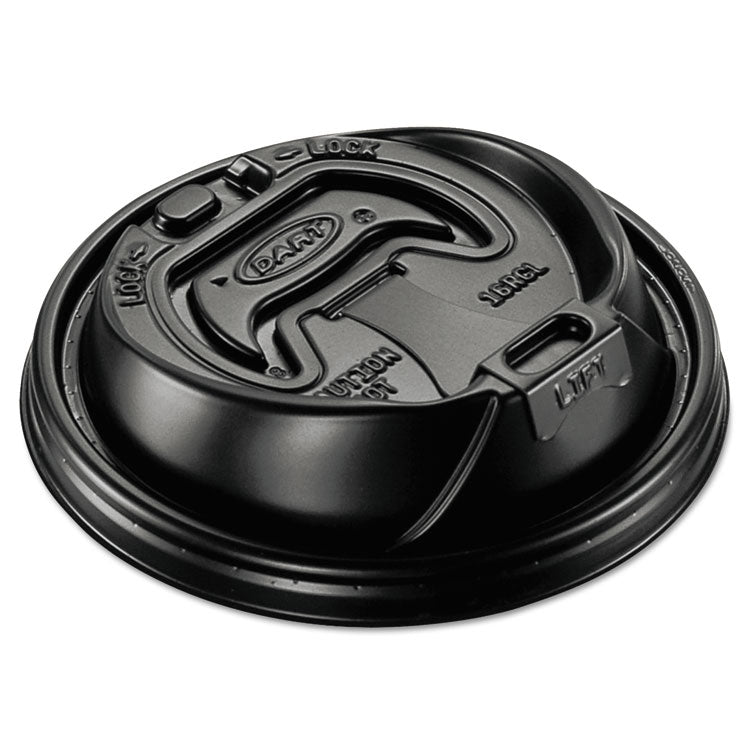 Dart® Optima Reclosable Lid, Fits 12 oz to 24 oz Foam Cups, Black, 100 Pack, 10 Packs/Carton (DCC16RCLBLK)