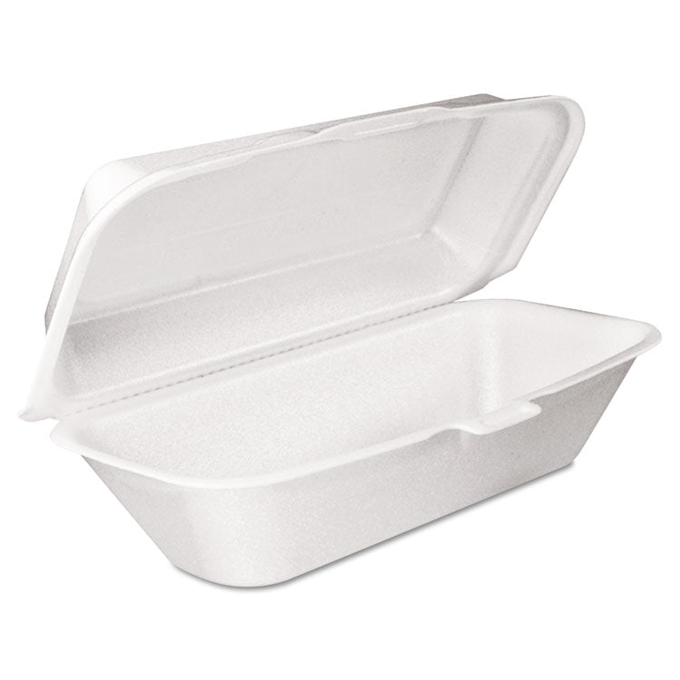 Dart® Foam Hinged Lid Container, Hoagie Container with Removable Lid, 5.3 x 9.8 x 3.3, White, 125/Bag, 4 Bags/Carton (DCC99HT1R)