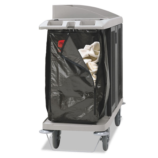 Rubbermaid® Commercial Zippered Vinyl Cleaning Cart Bag, 25 gal, 17" x 33", Brown (RCP1966885) Each