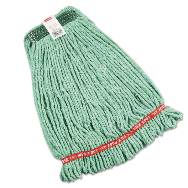 Rubbermaid® Commercial Web Foot Wet Mop Heads, Shrinkless, Cotton/Synthetic, Green, Medium, 6/Carton (RCPA212GRE)