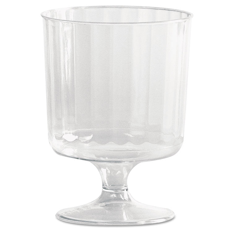 WNA Classic Crystal Plastic Wine Glasses on Pedestals, 5 oz, Clear, Fluted, 10/Pack, 24 Packs/Carton (WNACCW5240) Case of 240