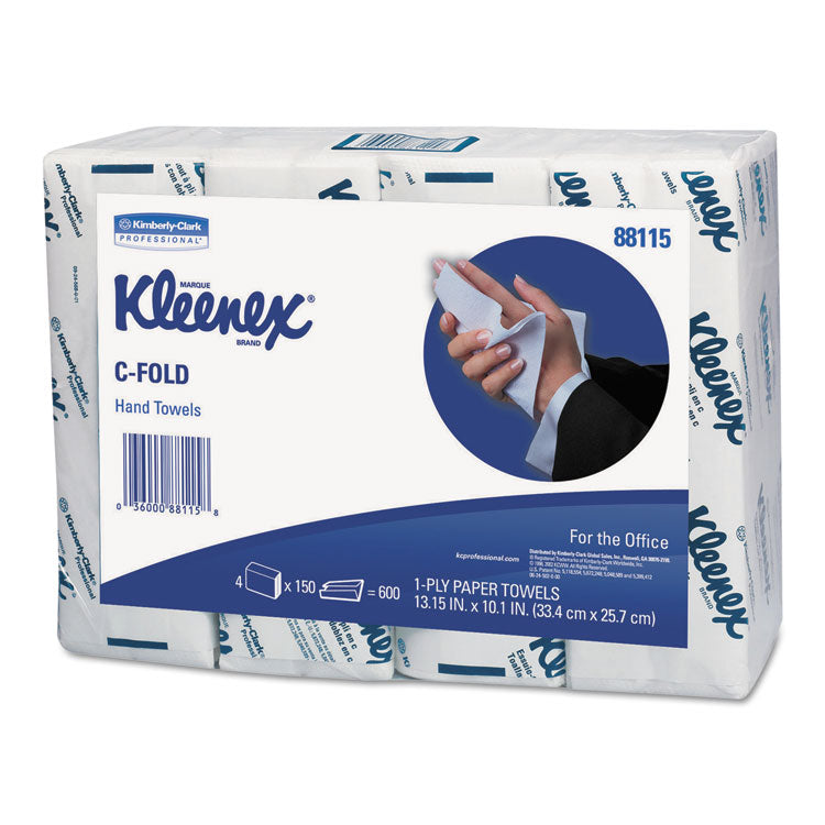 Kleenex® C-Fold Paper Towels for Business, Absorbency Pockets, 1-Ply, 10.13 x 13.15, White, 150/Pack, 16 Packs/Carton (KCC88115) Case of 2400