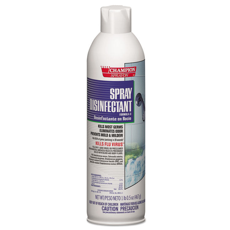 Chase Products Champion Sprayon Spray Disinfectant, 16.5 oz Aerosol Spray, 12/Carton (CHP5157) Case of 12