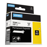 DYMO® Rhino Permanent Poly Industrial Label Tape, 0.5" x 18 ft, White/Black Print (DYM18483)