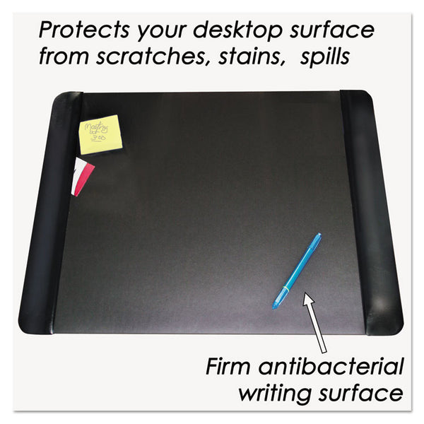 Artistic® Executive Desk Pad with Antimicrobial Protection, Leather-Like Side Panels, 24 x 19, Black (AOP413841)