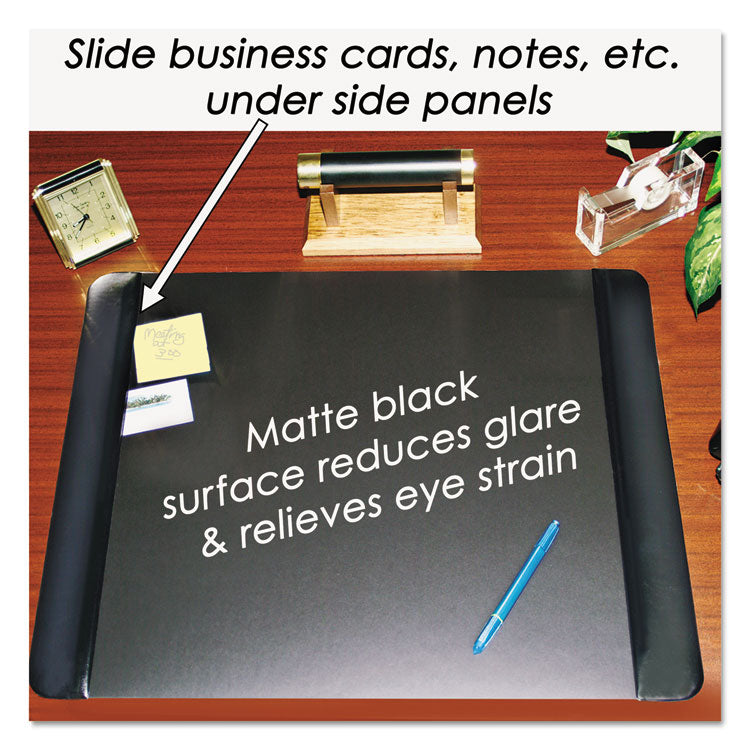 Artistic® Executive Desk Pad with Antimicrobial Protection, Leather-Like Side Panels, 24 x 19, Black (AOP413841) Each