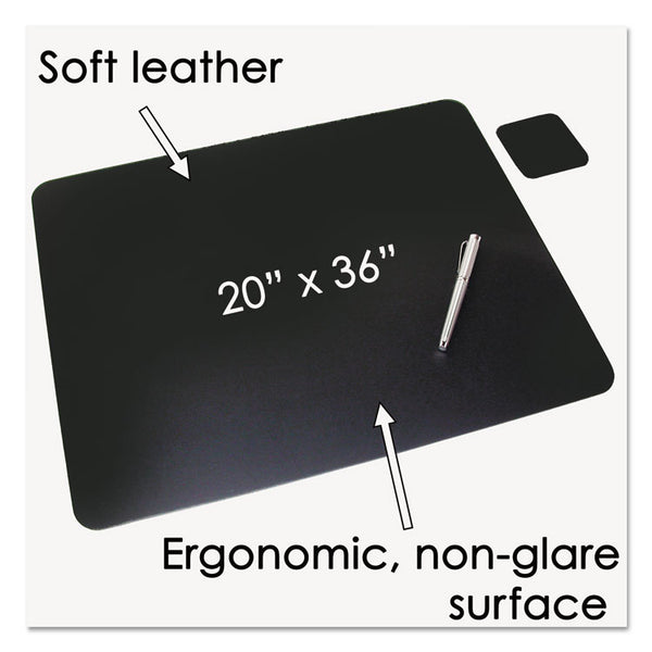 Artistic® Leather Desk Pad with Coaster, 20 x 36, Black (AOP2036LE)