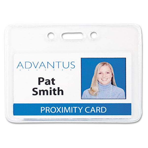 Advantus Proximity ID Badge Holders, Horizontal, Clear 3.75" x 3" Holder, 3.5" x 2.25" Insert, 50/Pack (AVT75450) Pack of 50