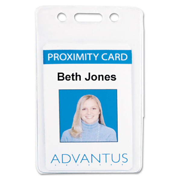 Advantus Proximity ID Badge Holders, Vertical, Clear 2.68" x 4.38" Holder, 2.38" x 3.63" Insert, 50/Pack (AVT75451) Pack of 50