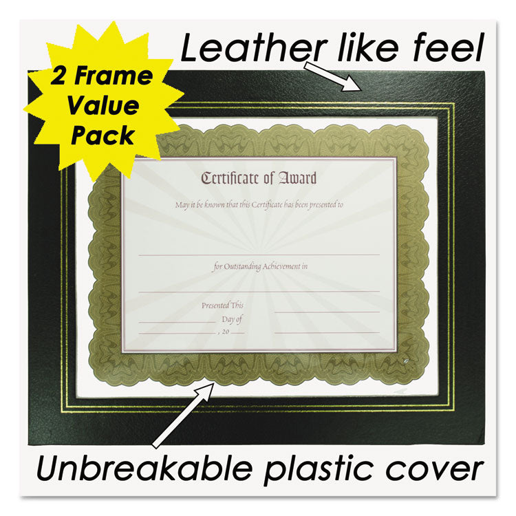 NuDell™ Leatherette Document Frame, 8.5 x 11, Black, Pack of Two (NUD21202)
