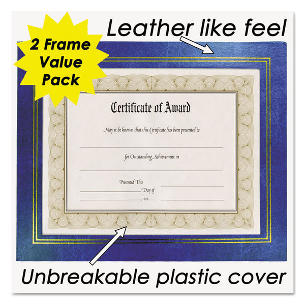 NuDell™ Leatherette Document Frame, 8.5 x 11, Blue, Pack of Two (NUD21201)
