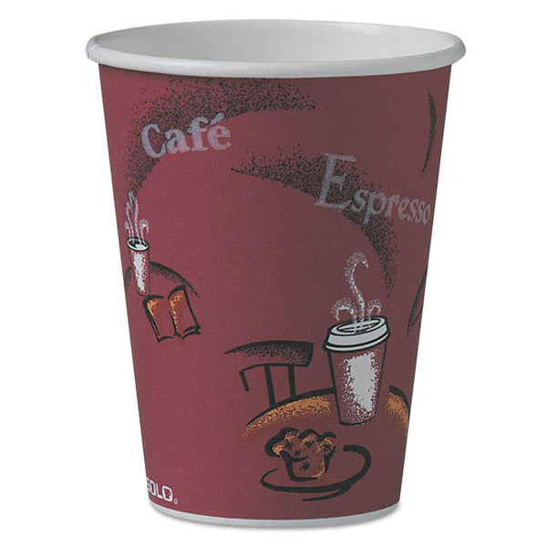 SOLO® Paper Hot Drink Cups in Bistro Design, 12 oz, Maroon, 50/Pack (SCC412SINPK)