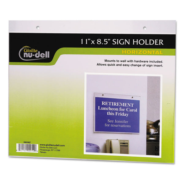 NuDell™ Clear Plastic Sign Holder, Wall Mount, 11 X 8.5 (NUD38008Z)